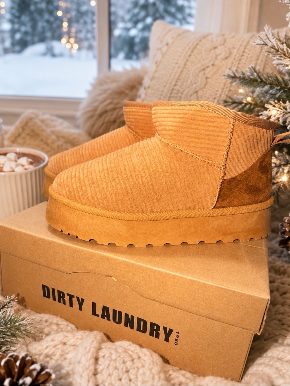 Dirty Laundry Kids Tan Corduroy Platform Winter Boots